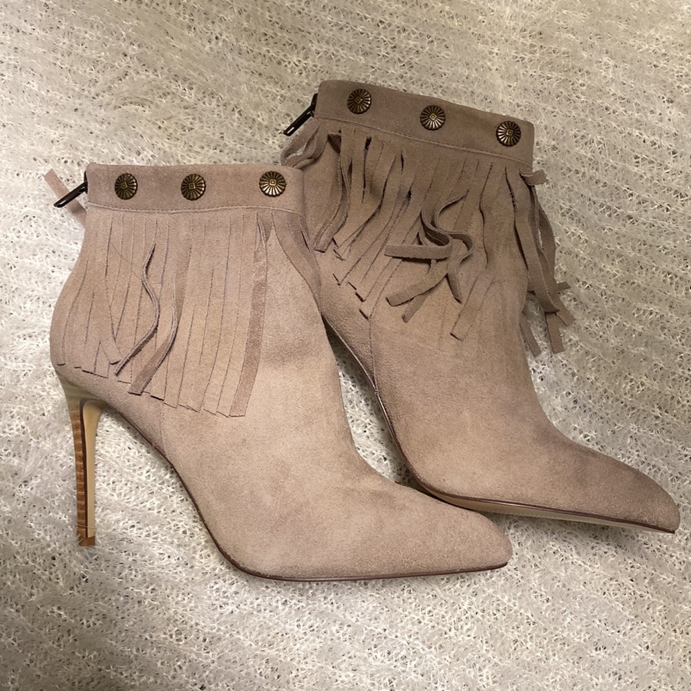Gray Suede Heeled Boots, Very Volatile “Massey”
